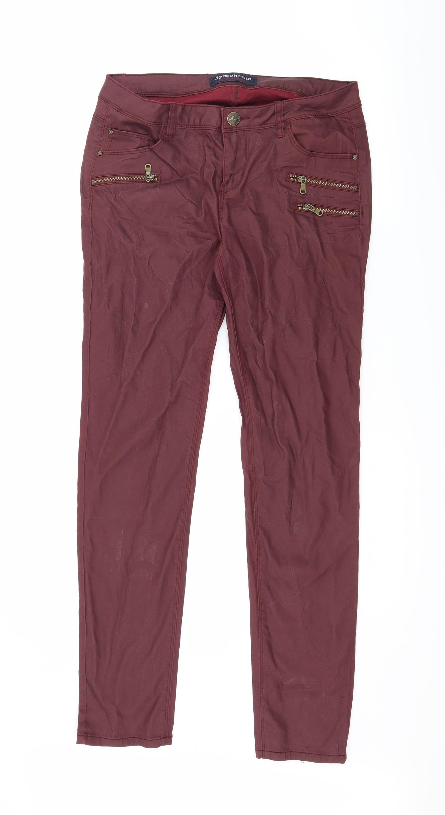 Symphonia Womens Red   Trousers  Size 10 L31 in
