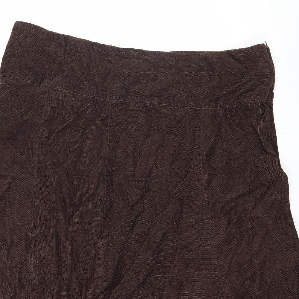 Preworn Womens Brown  Corduroy Flare Skirt Size 42