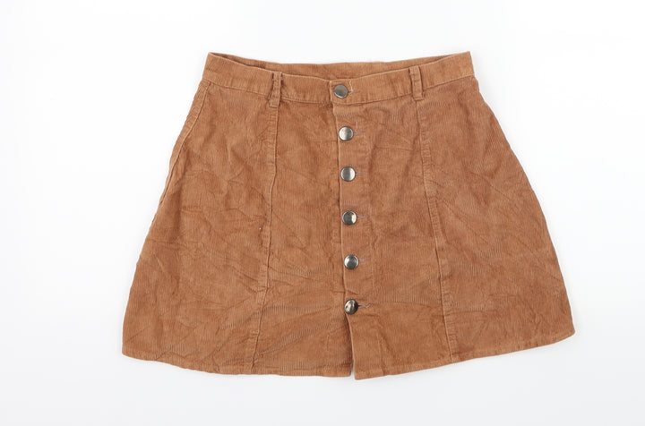 Preworn Womens Brown  Corduroy Mini Skirt Size S