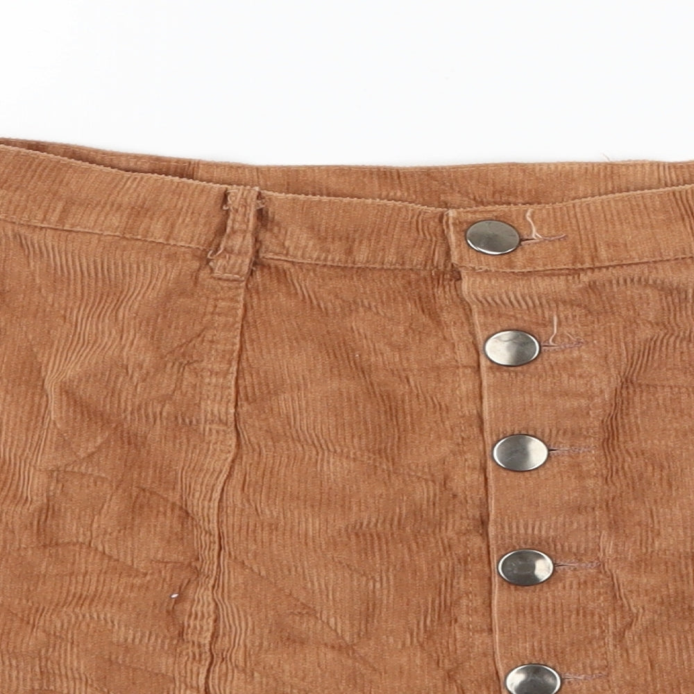 Preworn Womens Brown  Corduroy Mini Skirt Size S