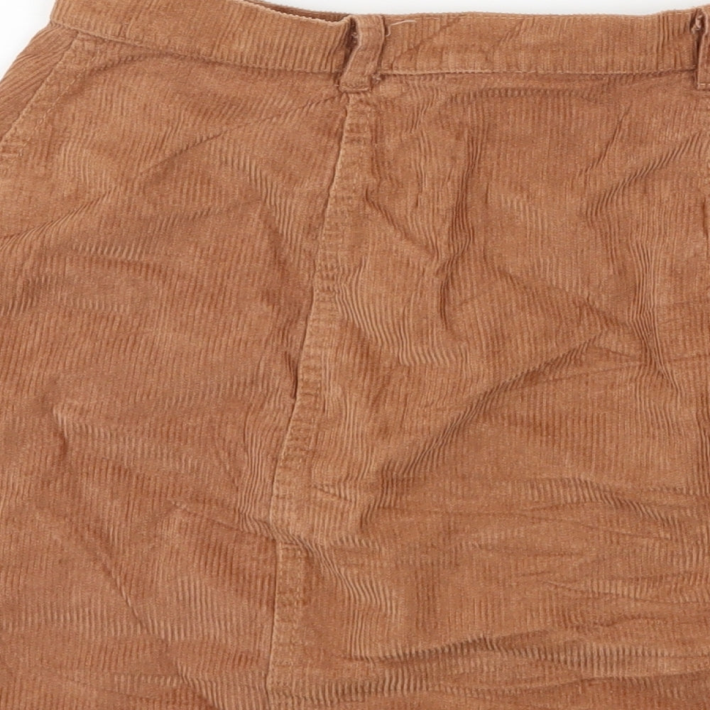 Preworn Womens Brown  Corduroy Mini Skirt Size S