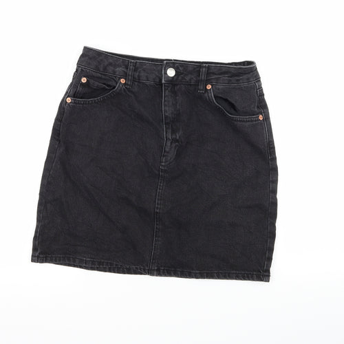 Topshop Womens Black  Denim A-Line Skirt Size 28