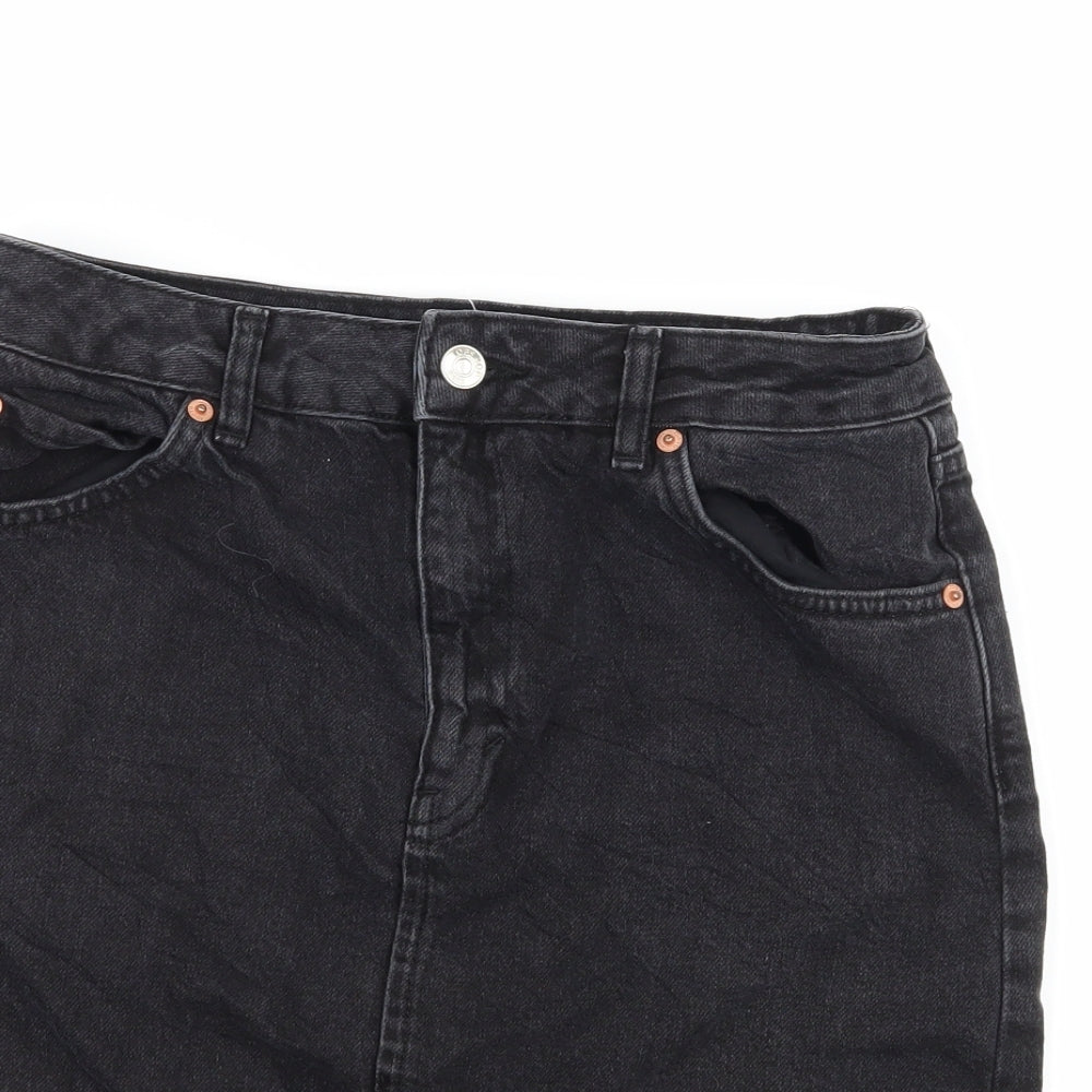 Topshop Womens Black  Denim A-Line Skirt Size 28