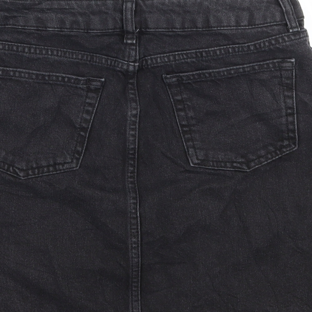 Topshop Womens Black  Denim A-Line Skirt Size 28