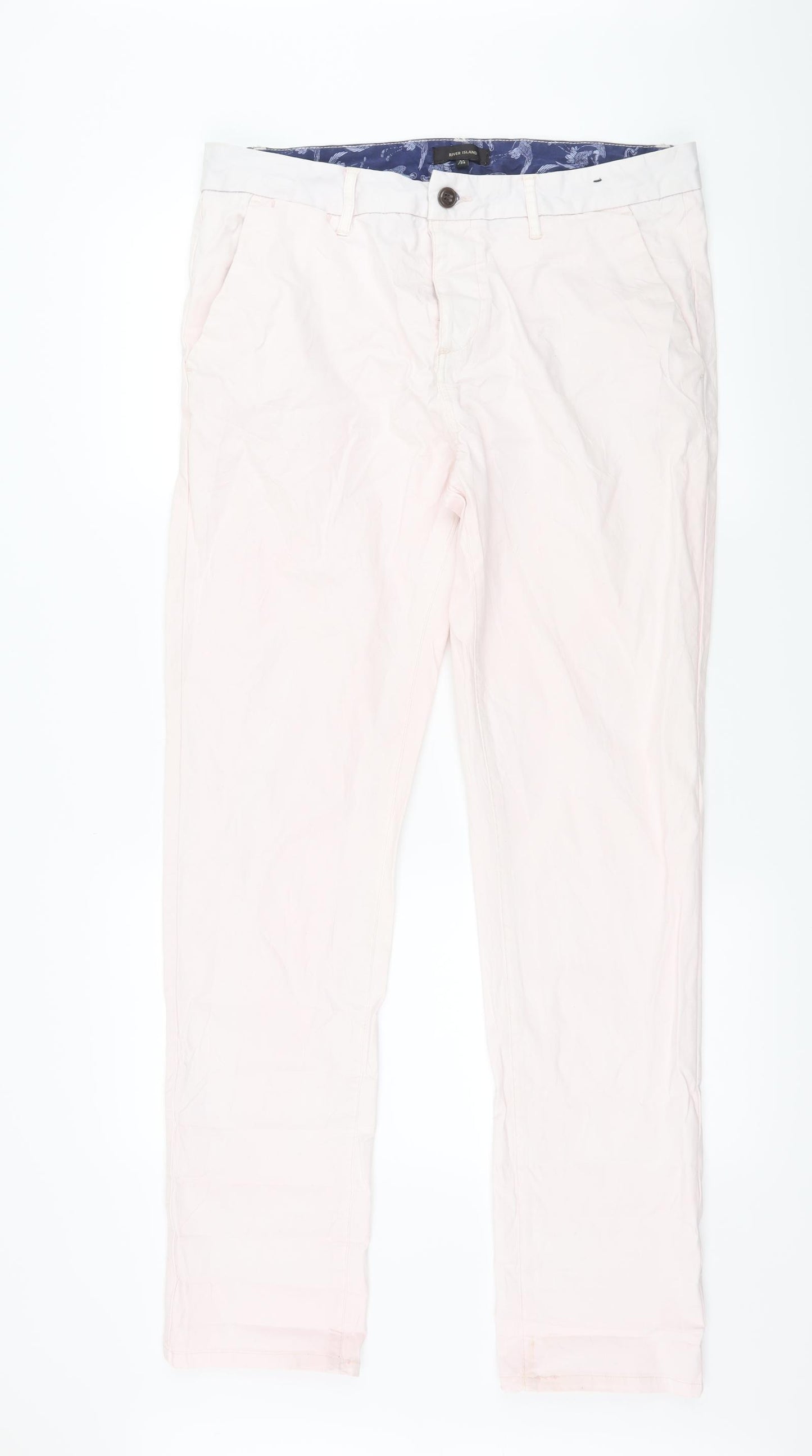River Island Mens Pink   Chino Trousers Size 34 L34 in