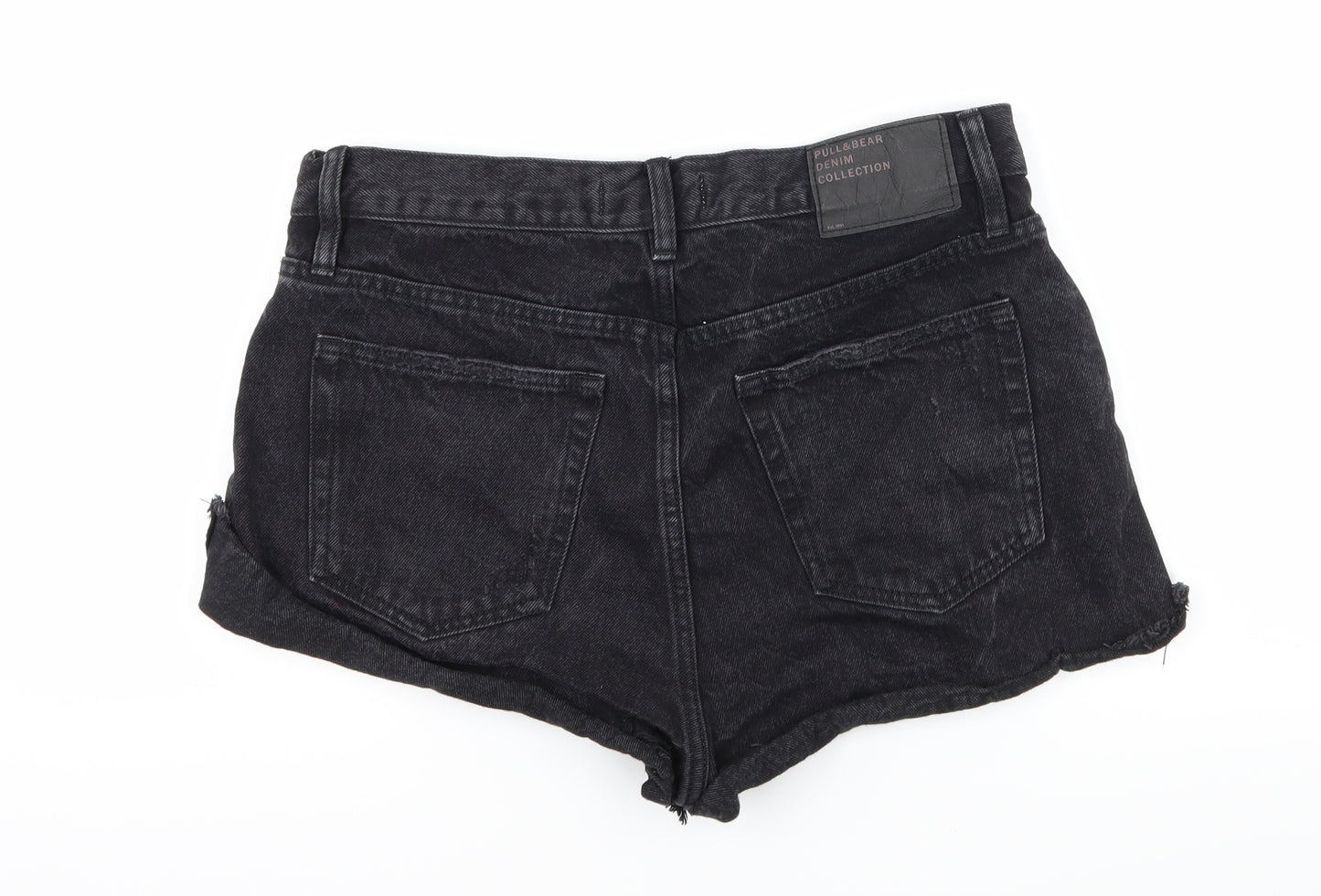 Bershka Womens Black  Denim Hot Pants Shorts Size 12