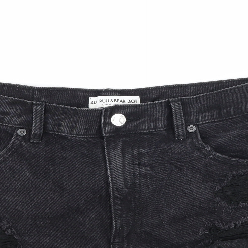 Bershka Womens Black  Denim Hot Pants Shorts Size 12