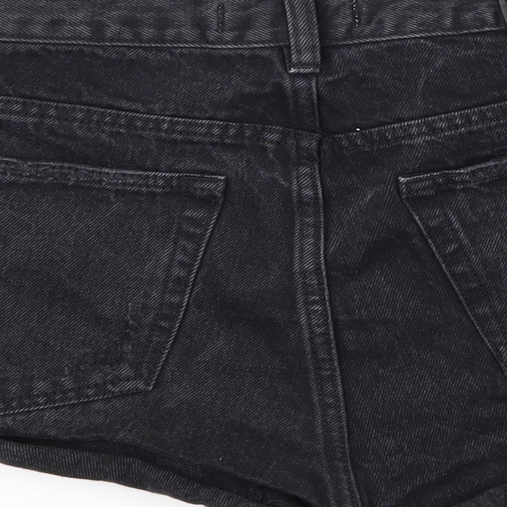 Bershka Womens Black  Denim Hot Pants Shorts Size 12