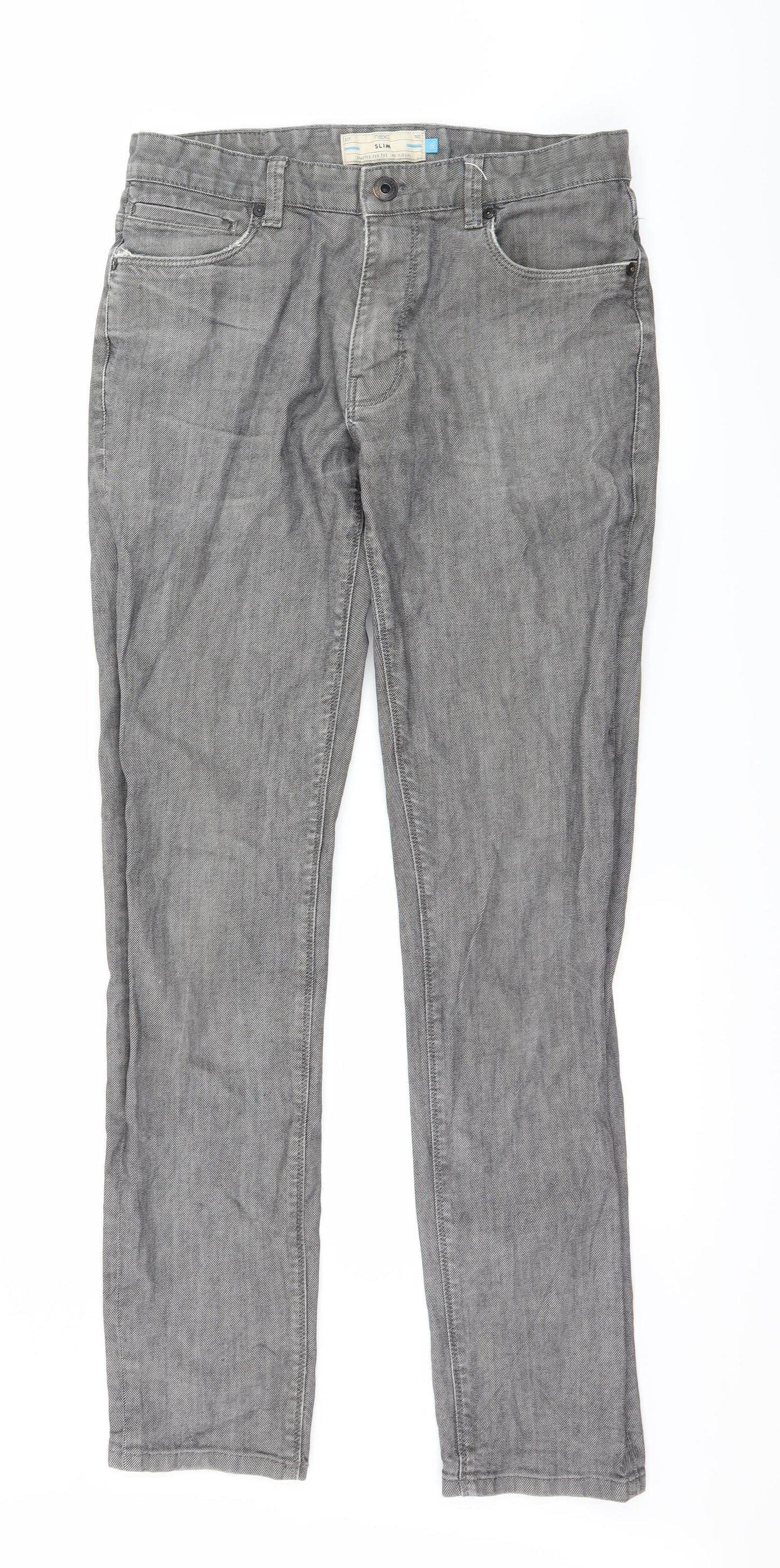 NEXT Mens Grey  Denim Straight Jeans Size 32 L32 in