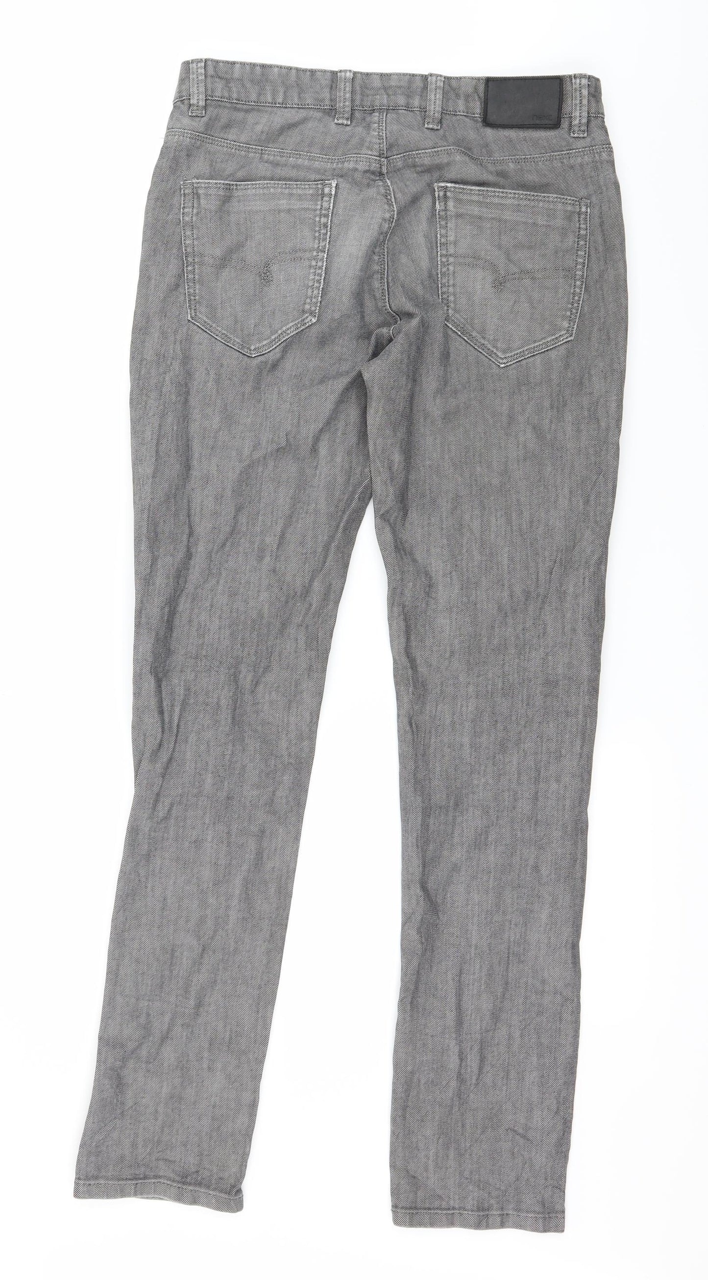 NEXT Mens Grey  Denim Straight Jeans Size 32 L32 in