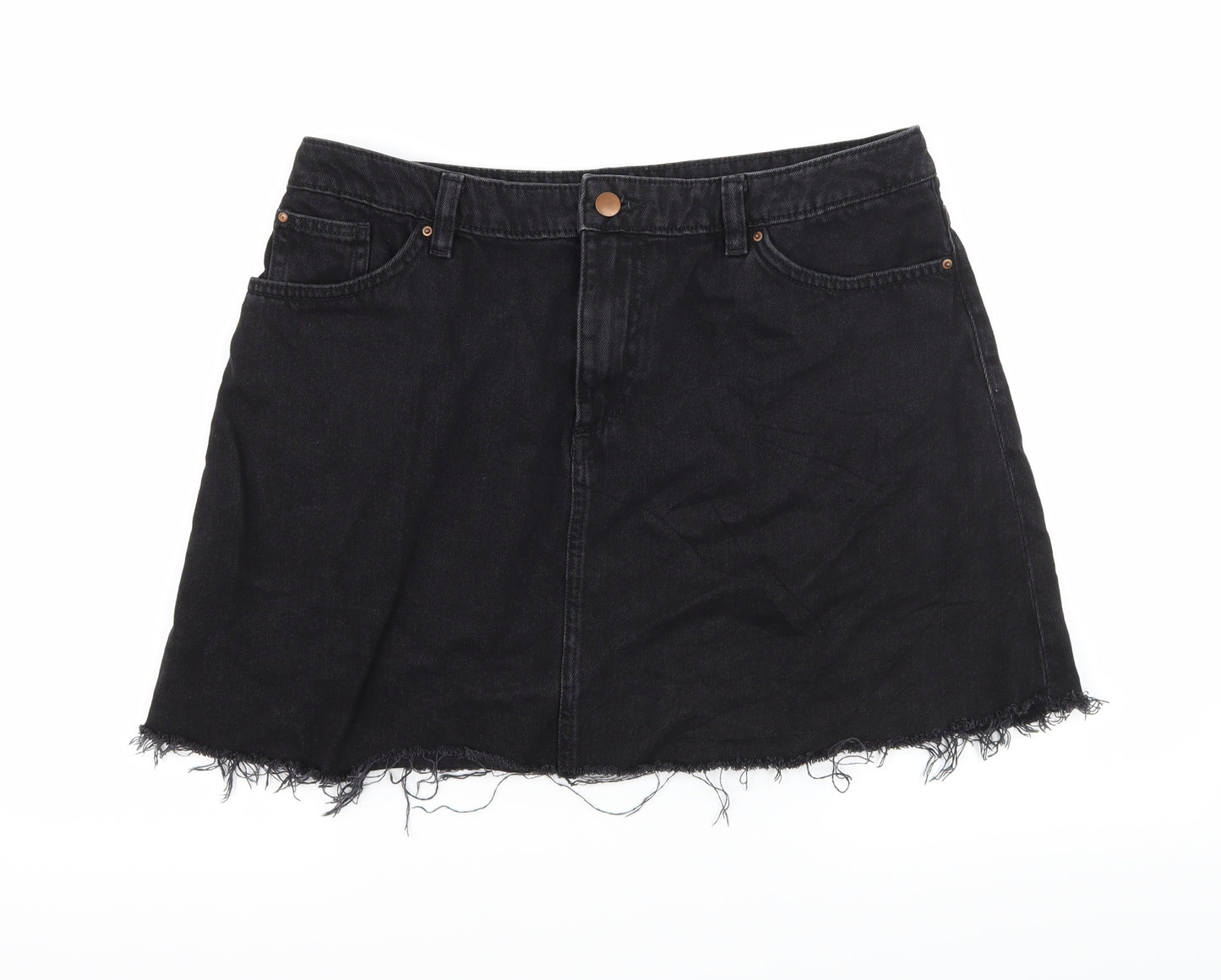 Divided by H&M Womens Black  Denim A-Line Skirt Size 14