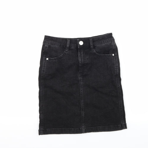 Denim & Co. Womens Black  Denim A-Line Skirt Size 6