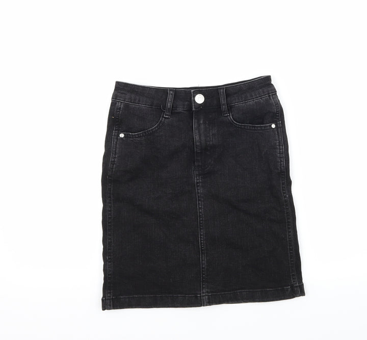 Denim & Co. Womens Black Denim A-Line Skirt Size 6
