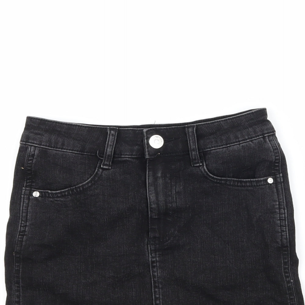 Denim & Co. Womens Black  Denim A-Line Skirt Size 6