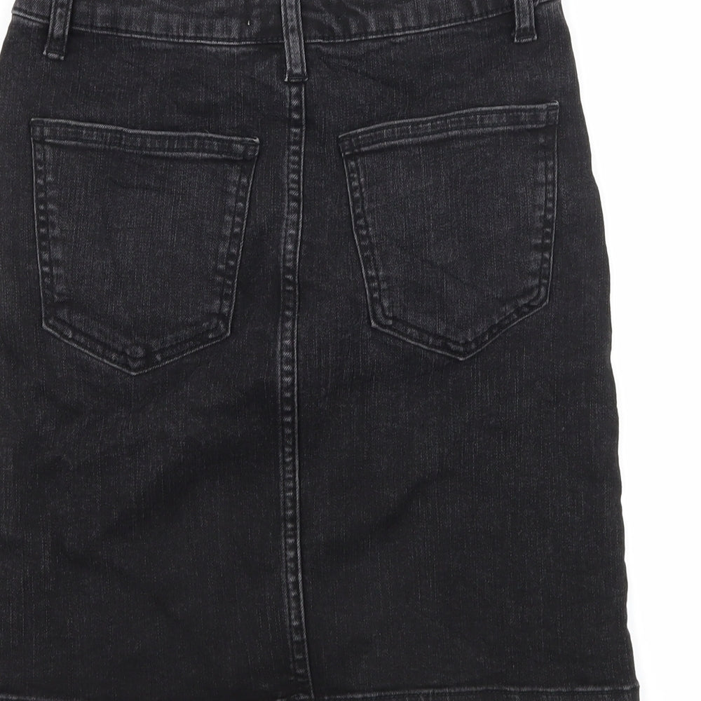 Denim & Co. Womens Black  Denim A-Line Skirt Size 6