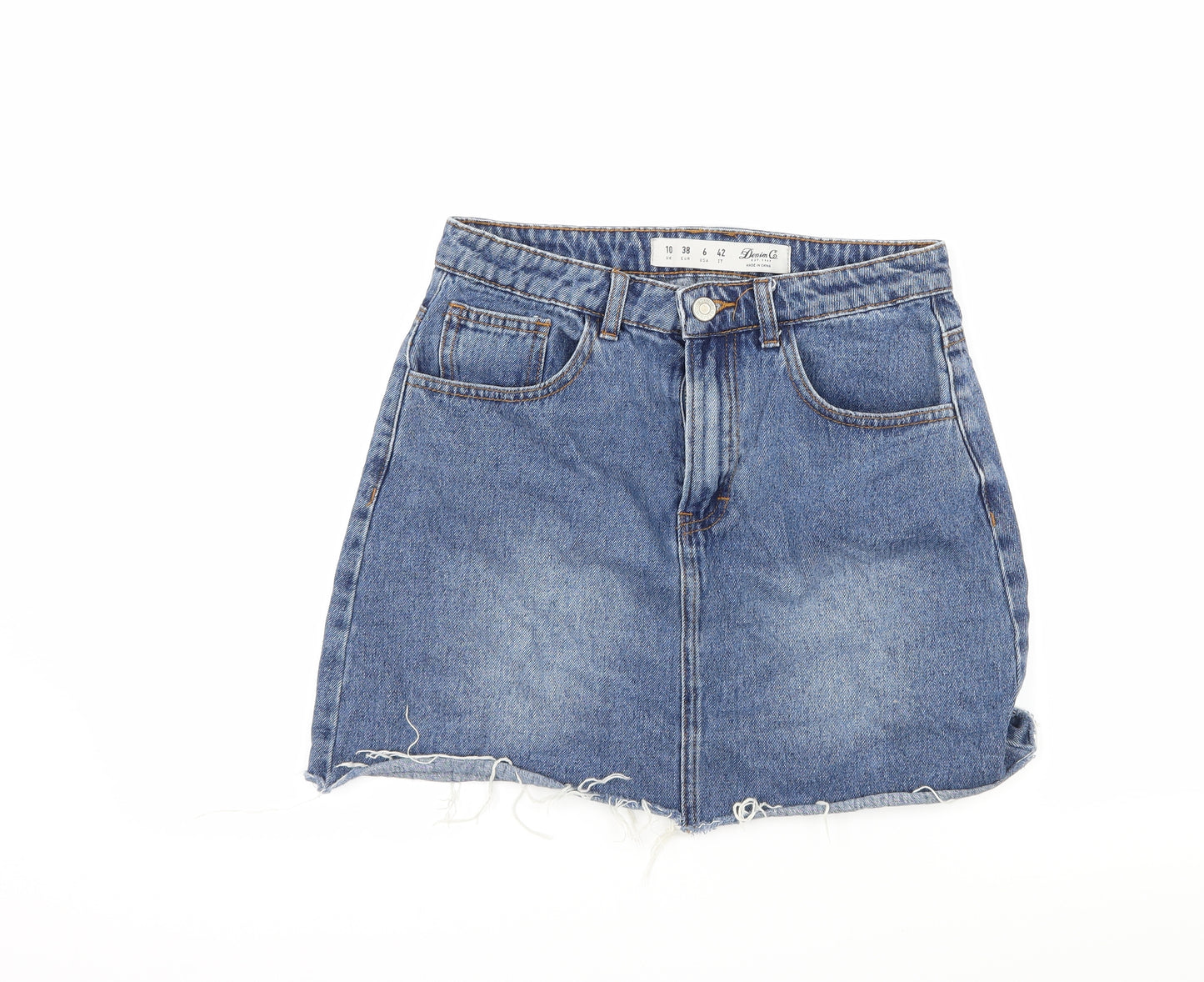 Denim & Co. Womens Blue  Denim A-Line Skirt Size 10  - Distressed
