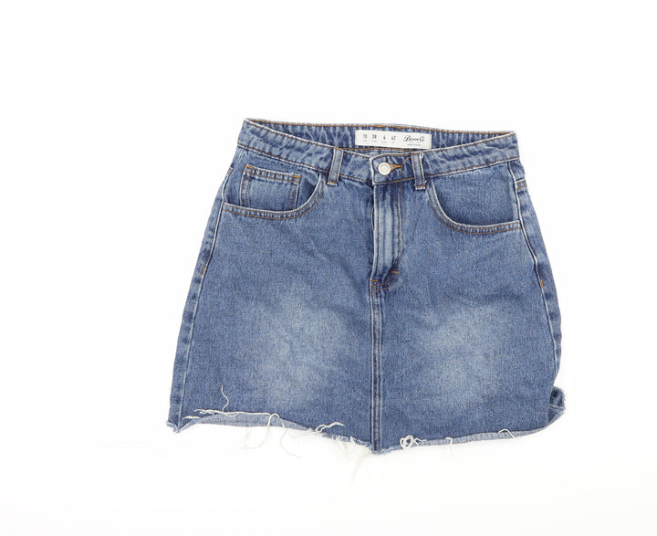 Denim & Co. Womens Blue  Denim A-Line Skirt Size 10  - Distressed