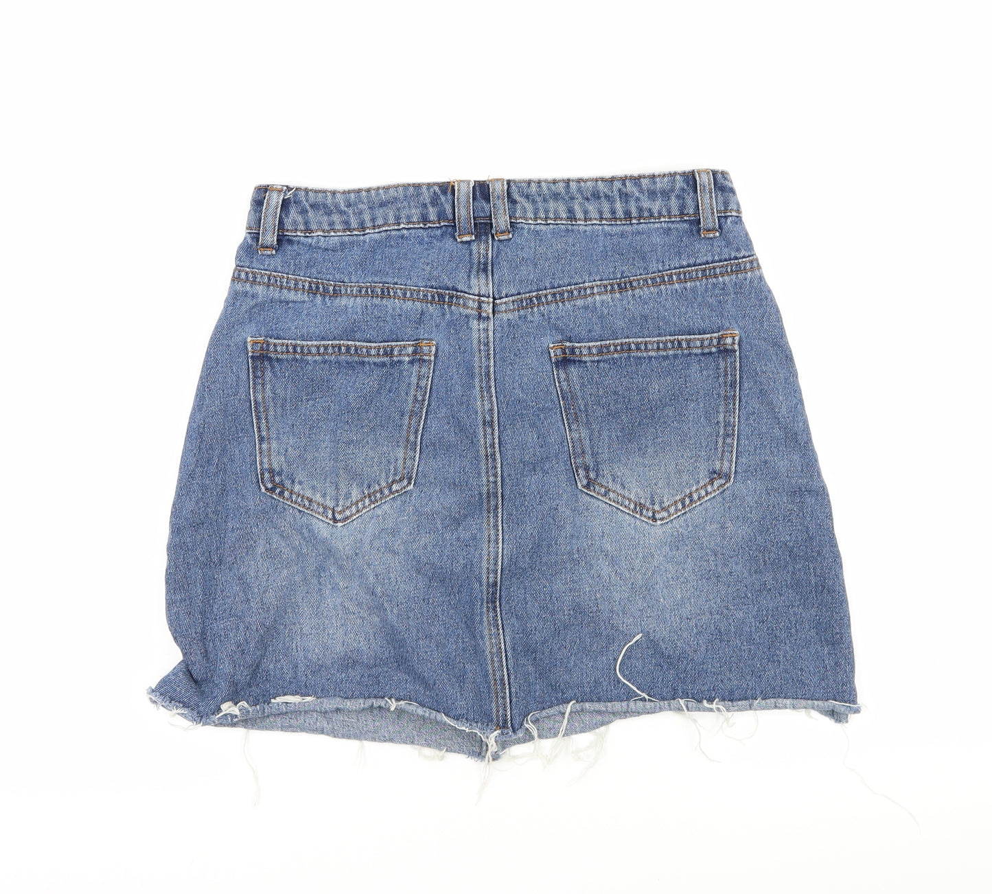 Denim & Co. Womens Blue  Denim A-Line Skirt Size 10  - Distressed