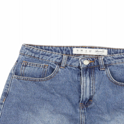 Denim & Co. Womens Blue  Denim A-Line Skirt Size 10  - Distressed