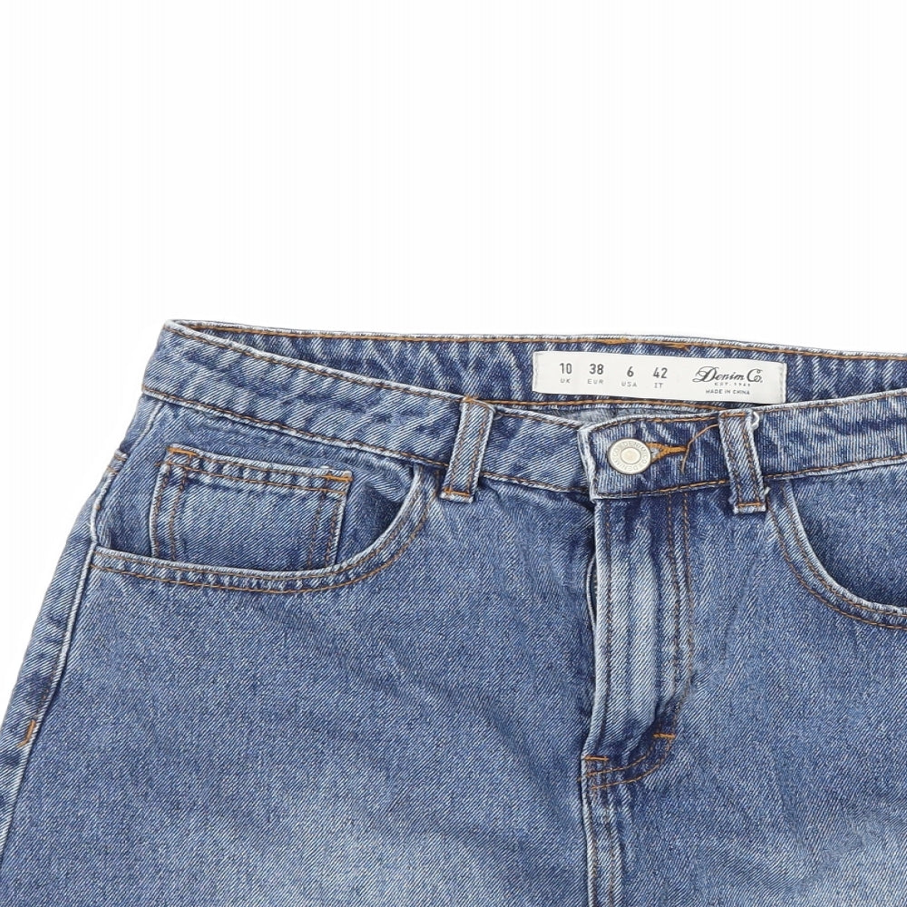 Denim & Co. Womens Blue  Denim A-Line Skirt Size 10  - Distressed