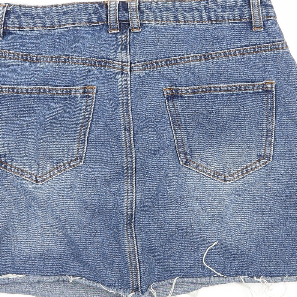 Denim & Co. Womens Blue  Denim A-Line Skirt Size 10  - Distressed