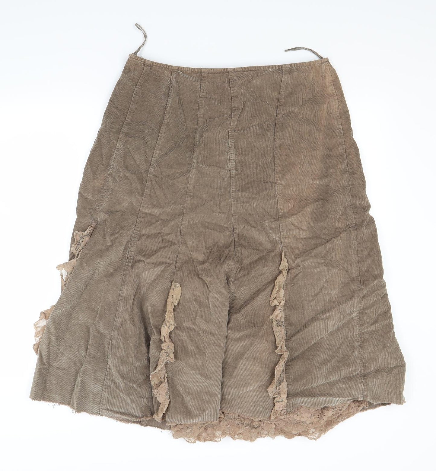 Peruna Womens Brown  Corduroy Flare Skirt Size 14