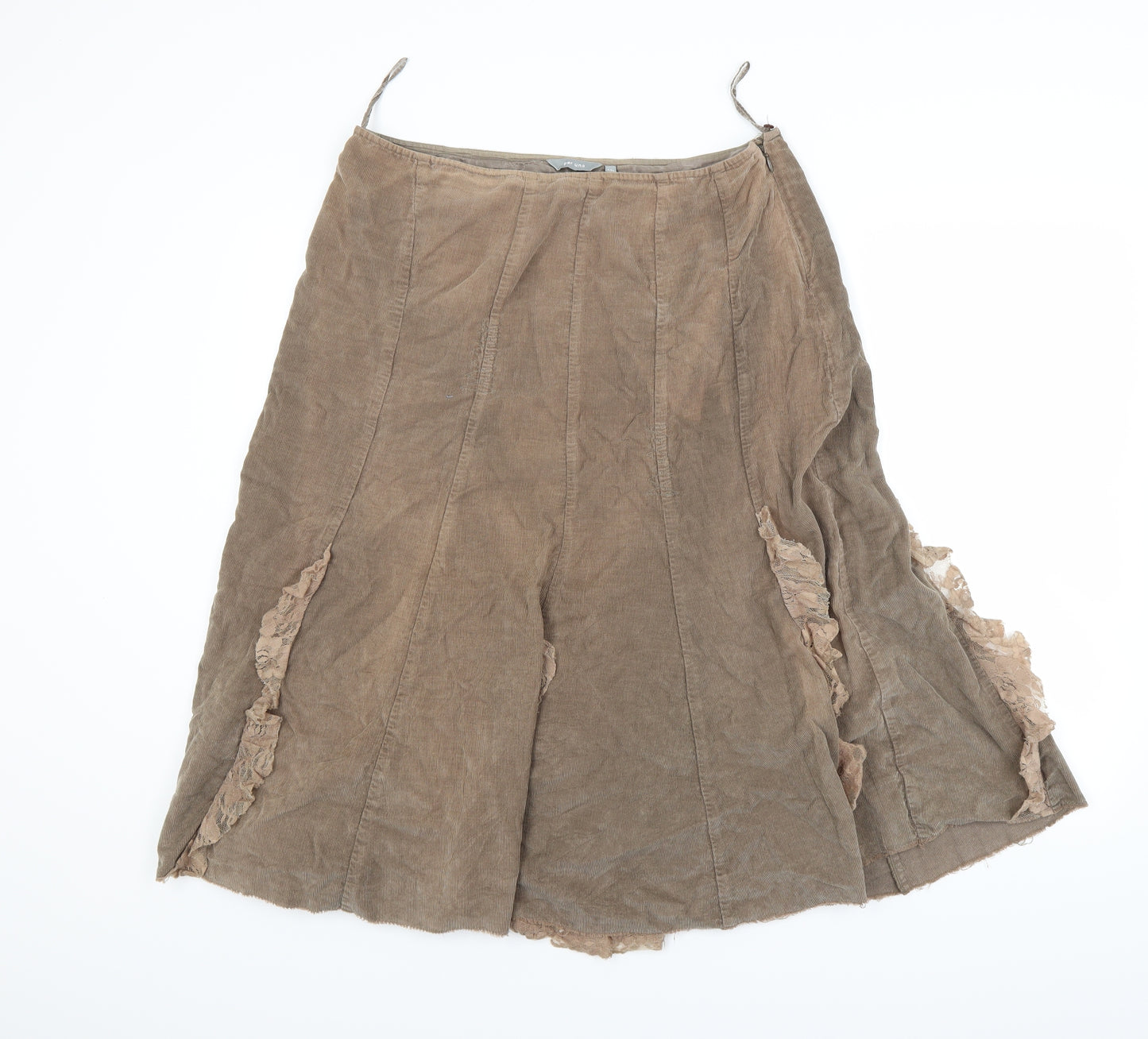 Peruna Womens Brown  Corduroy Flare Skirt Size 14
