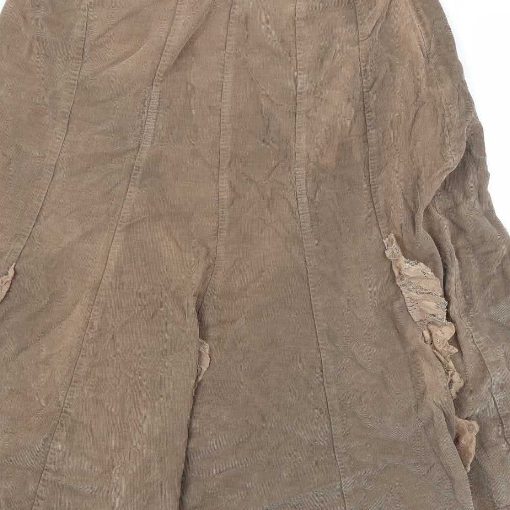 Peruna Womens Brown  Corduroy Flare Skirt Size 14