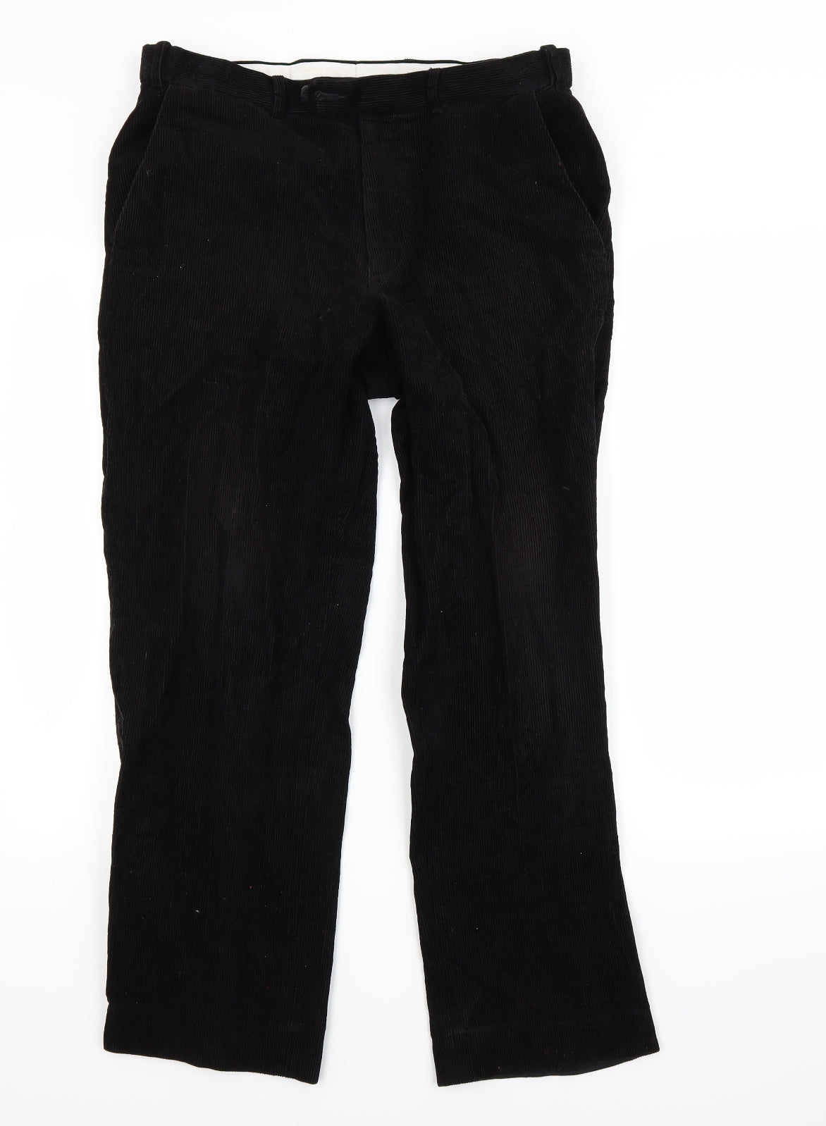 Marks and Spencer Mens Black  Corduroy Trousers  Size 32 L31 in