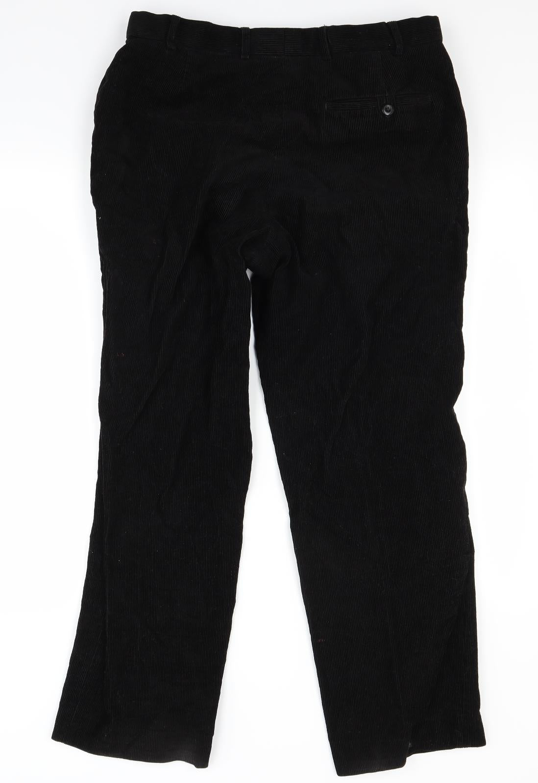 Marks and Spencer Mens Black  Corduroy Trousers  Size 32 L31 in