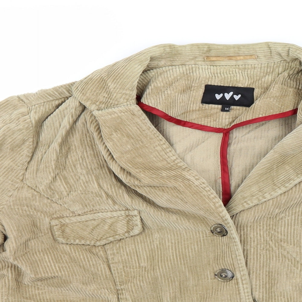 Peruna Womens Beige  Corduroy Jacket Coat Size 16