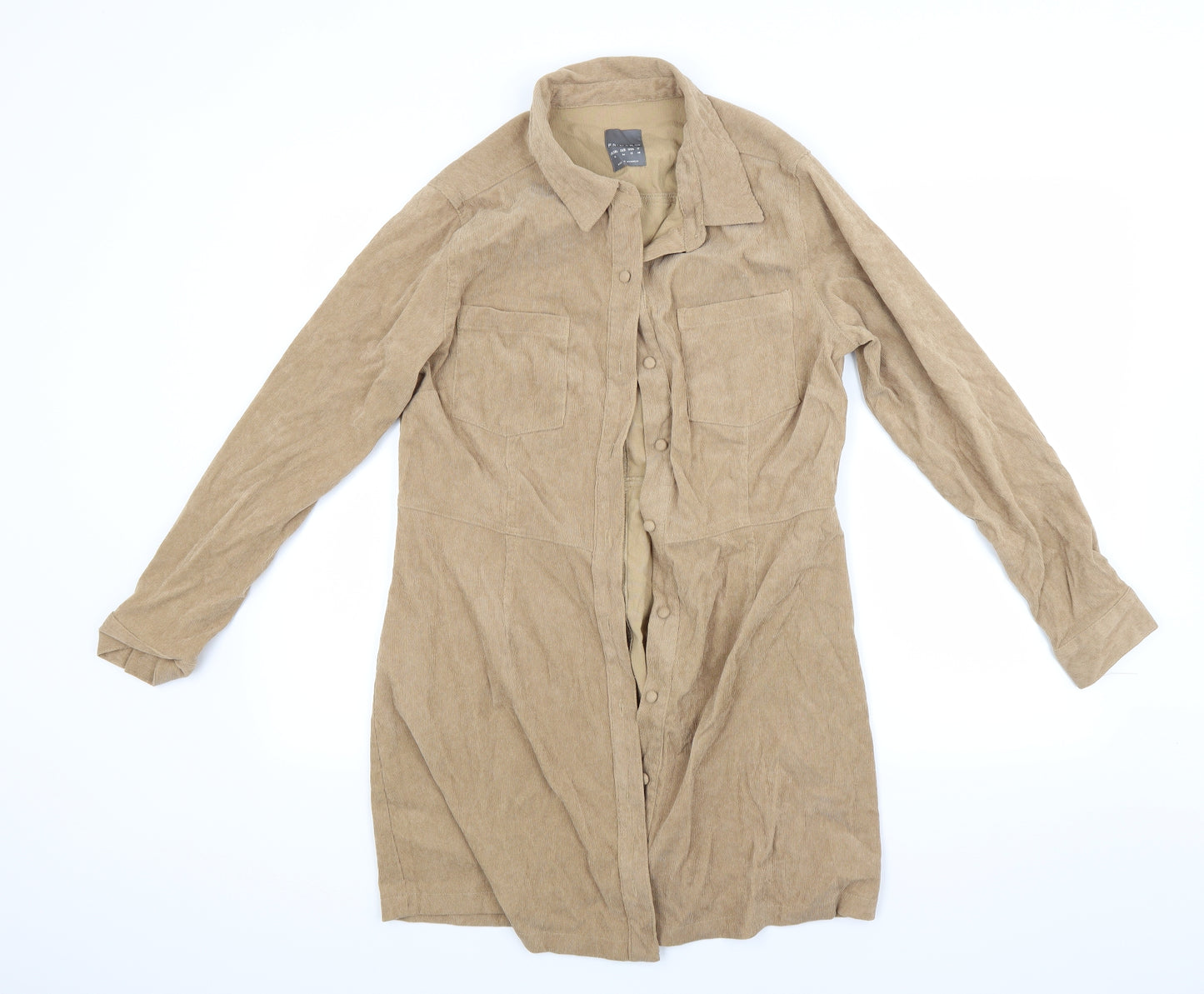 Primark Womens Beige  Corduroy Shirt Dress  Size 16