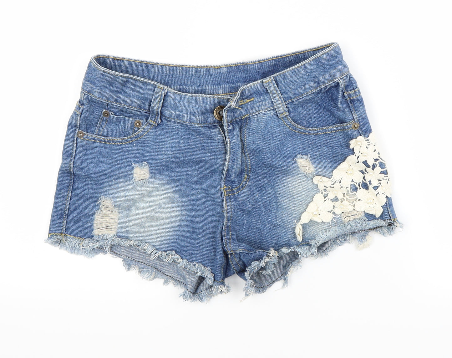 Preworn Womens Blue  Denim Cut-Off Shorts Size M