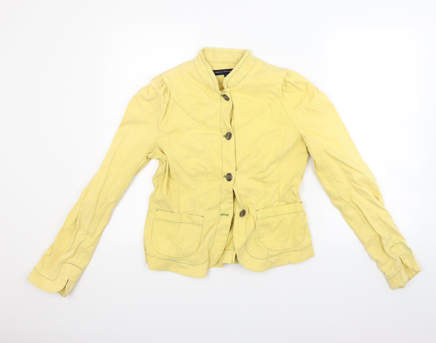 French Connection Womens Yellow  Denim Jacket Coat Size 10