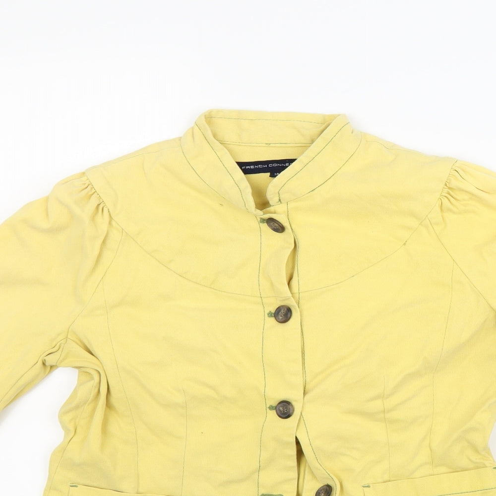 French Connection Womens Yellow  Denim Jacket Coat Size 10