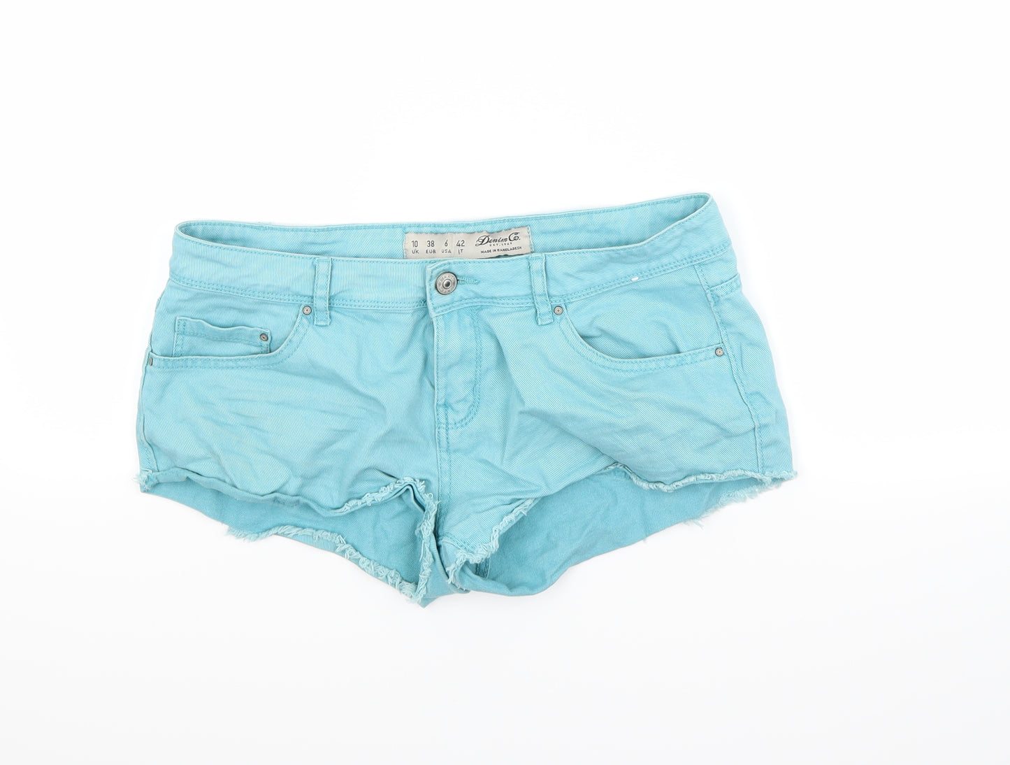 Primark Womens Green  Denim Cut-Off Shorts Size 10