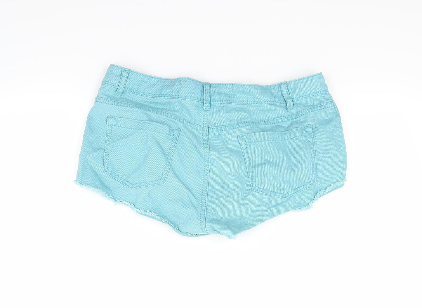 Primark Womens Green  Denim Cut-Off Shorts Size 10
