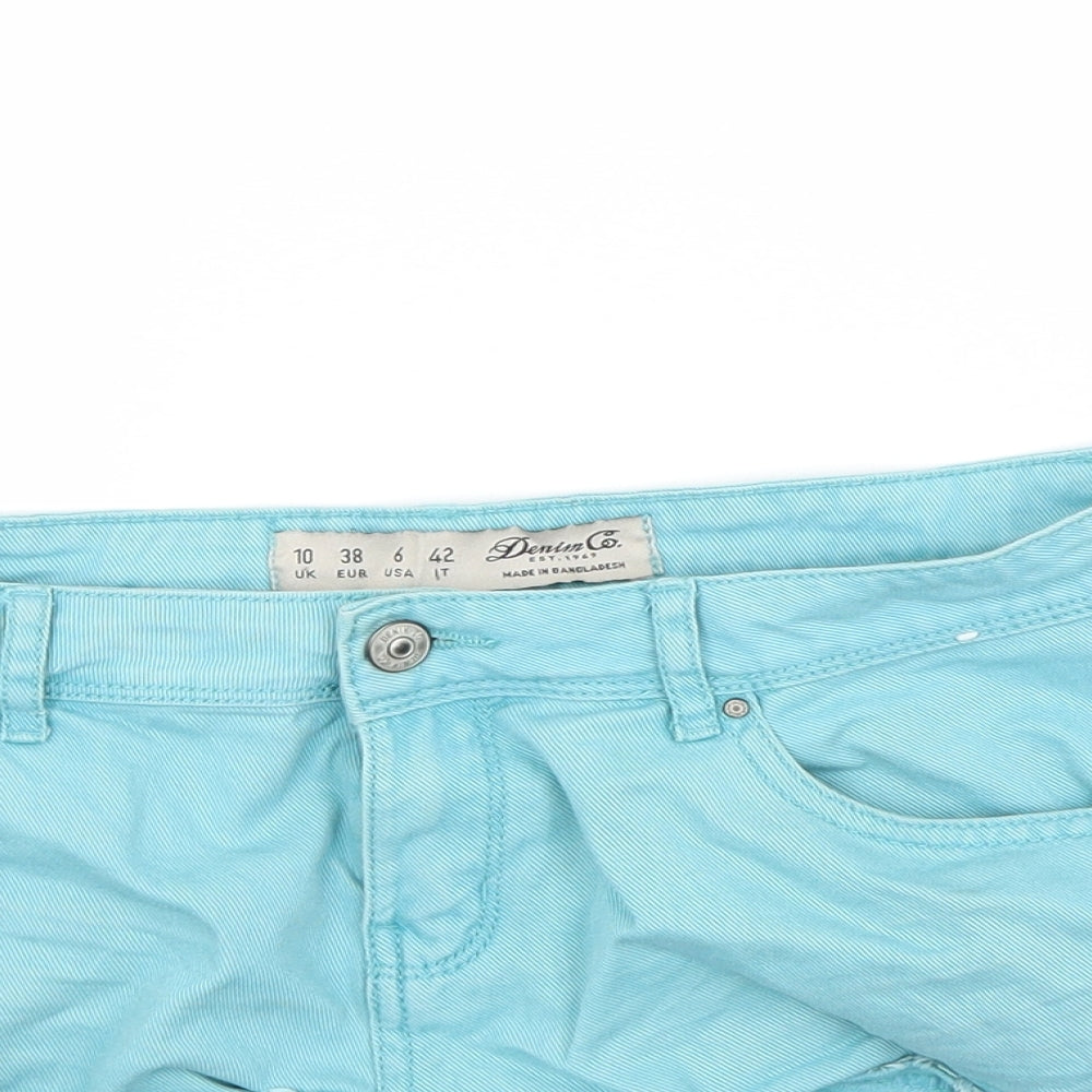 Primark Womens Green  Denim Cut-Off Shorts Size 10
