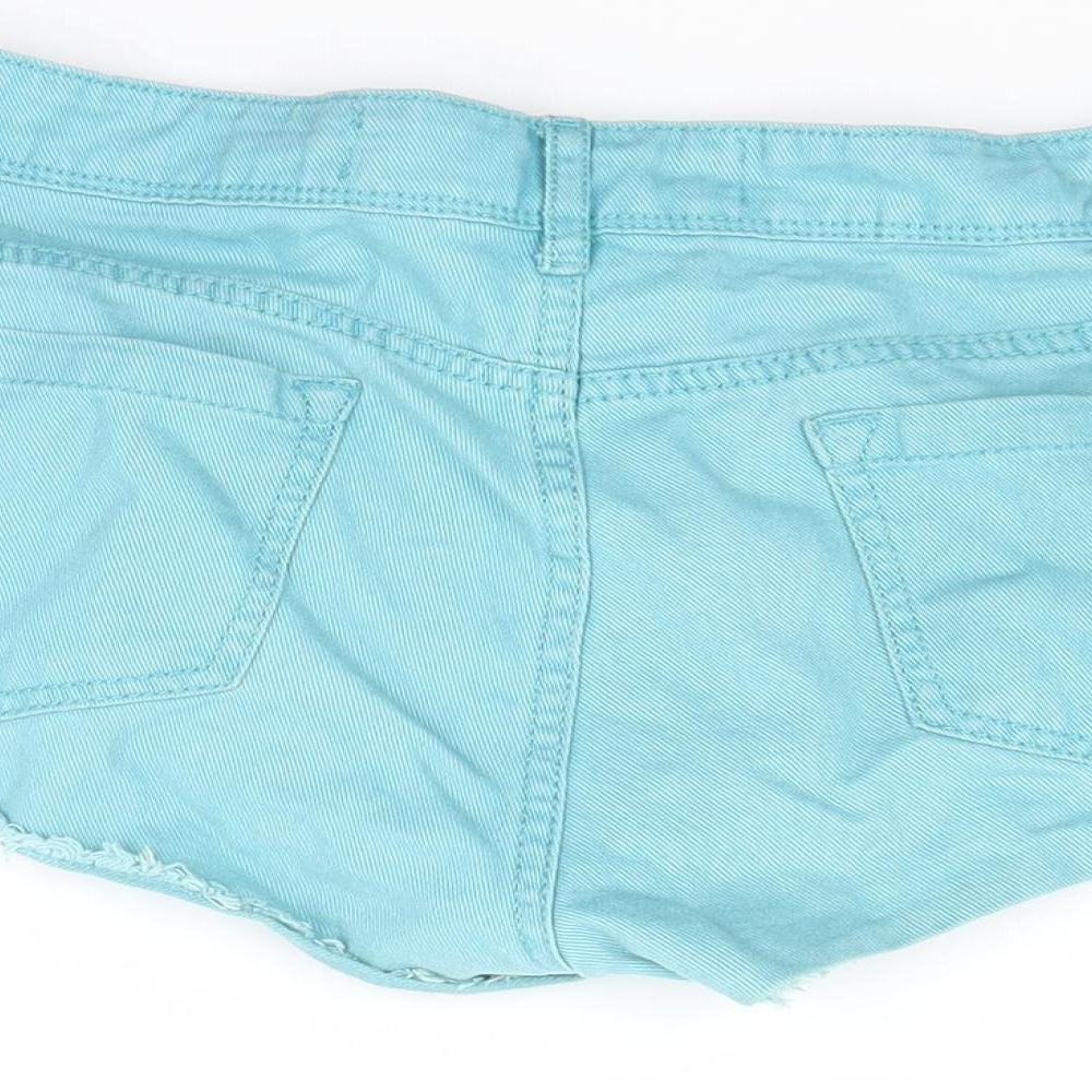 Primark Womens Green  Denim Cut-Off Shorts Size 10
