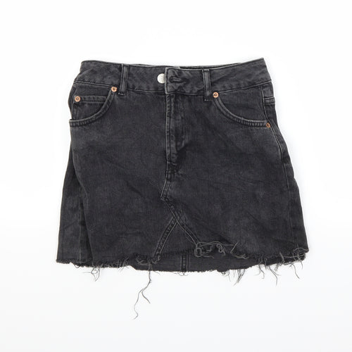 Topshop Womens Black  Denim Maxi Skirt Size 8
