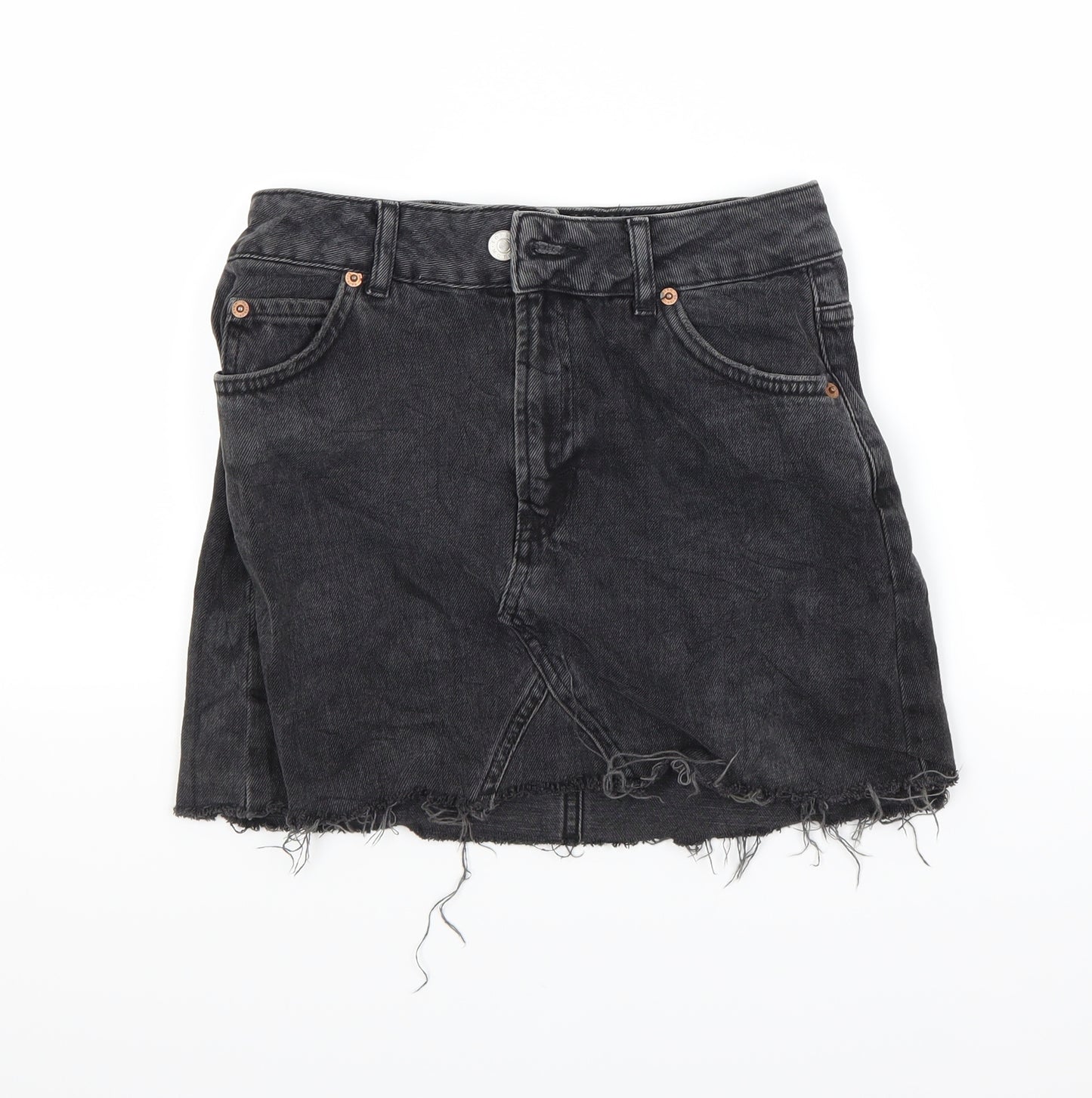 Topshop Womens Black  Denim Maxi Skirt Size 8