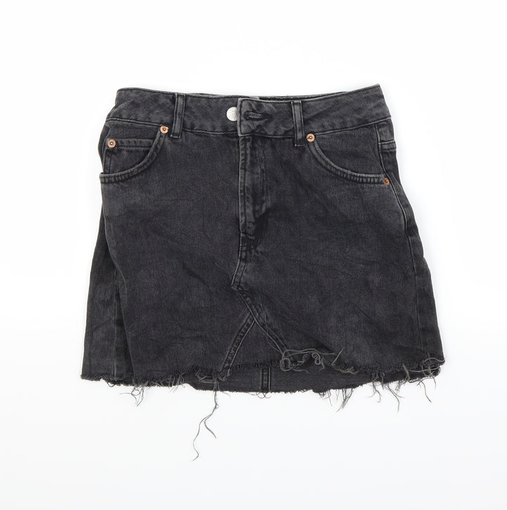 Topshop Womens Black  Denim Maxi Skirt Size 8