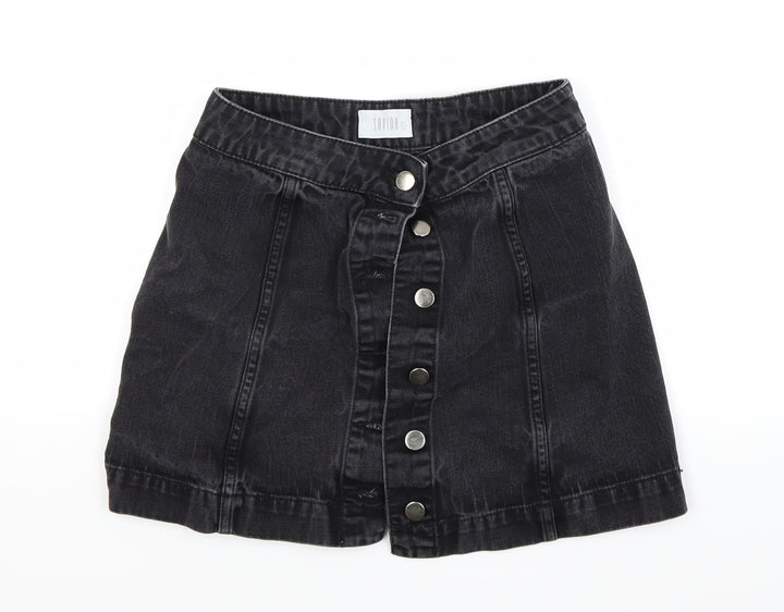 Savida Womens Black Denim Mini Skirt Size 6