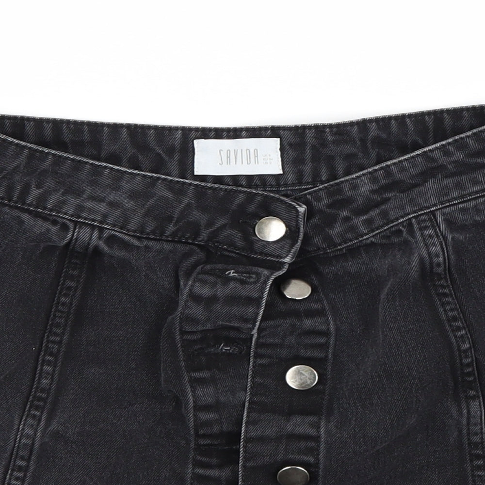Savida Womens Black  Denim Mini Skirt Size 6
