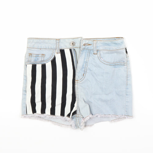 Preworn Womens Blue Striped Denim Cut-Off Shorts Size 8