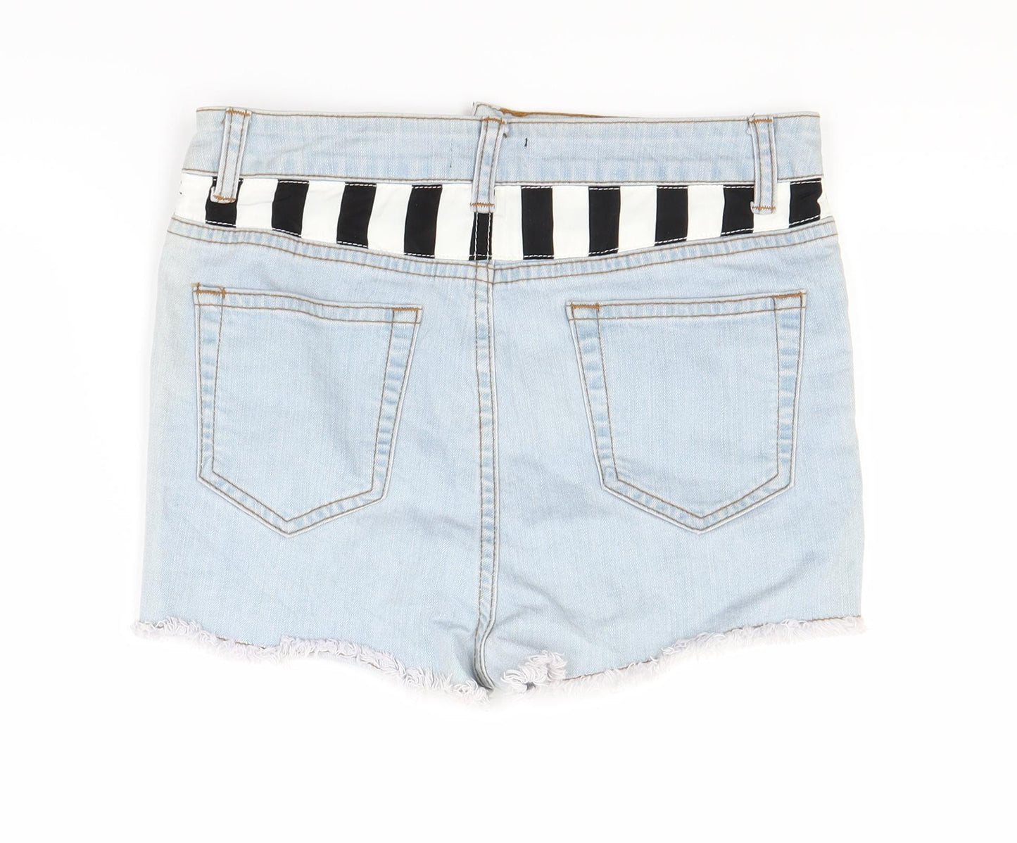 Preworn Womens Blue Striped Denim Cut-Off Shorts Size 8