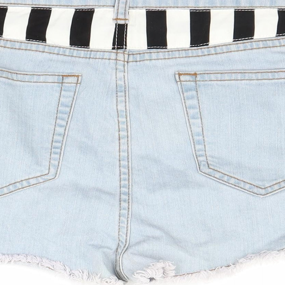 Preworn Womens Blue Striped Denim Cut-Off Shorts Size 8