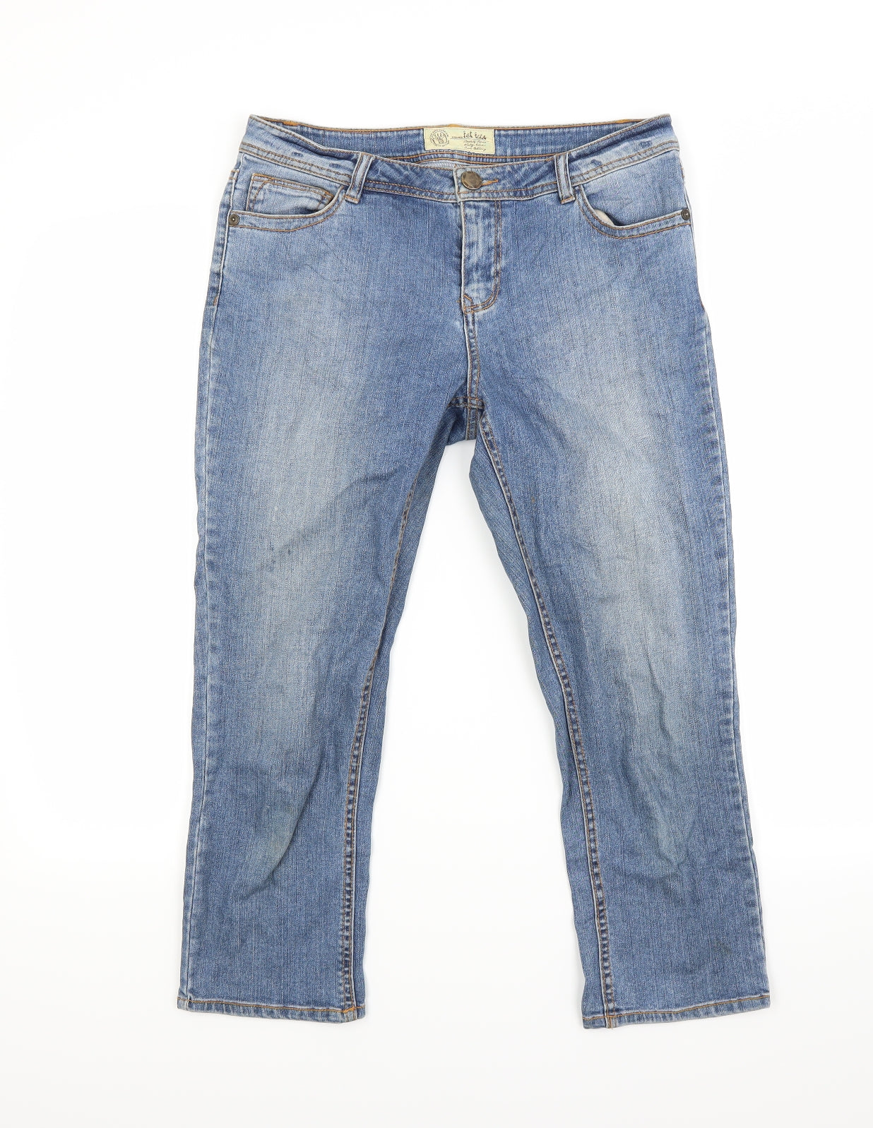 Fat Face Womens Blue  Denim Capri Jeans Size 12 L22 in