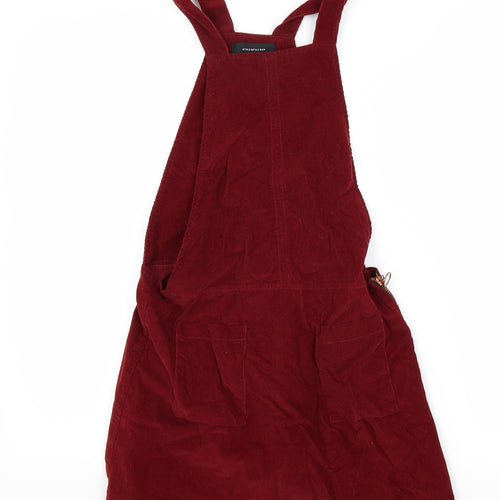 Primark Womens Red  Corduroy Pinafore/Dungaree Dress  Size 6