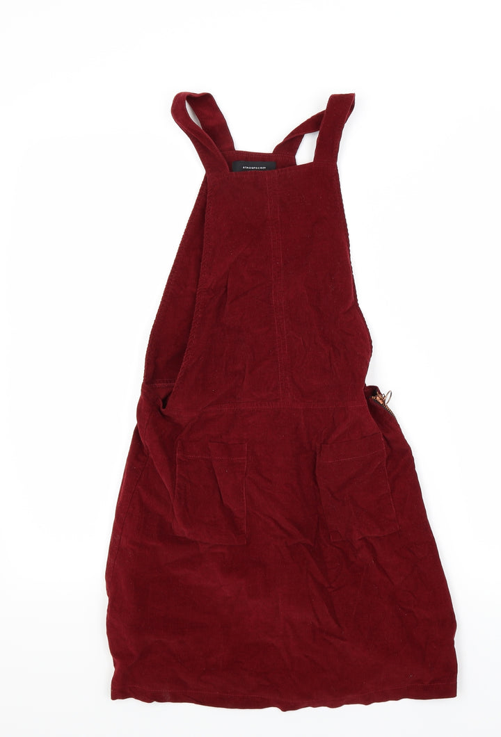 Primark Womens Red Corduroy Pinafore/Dungaree Dress Size 6